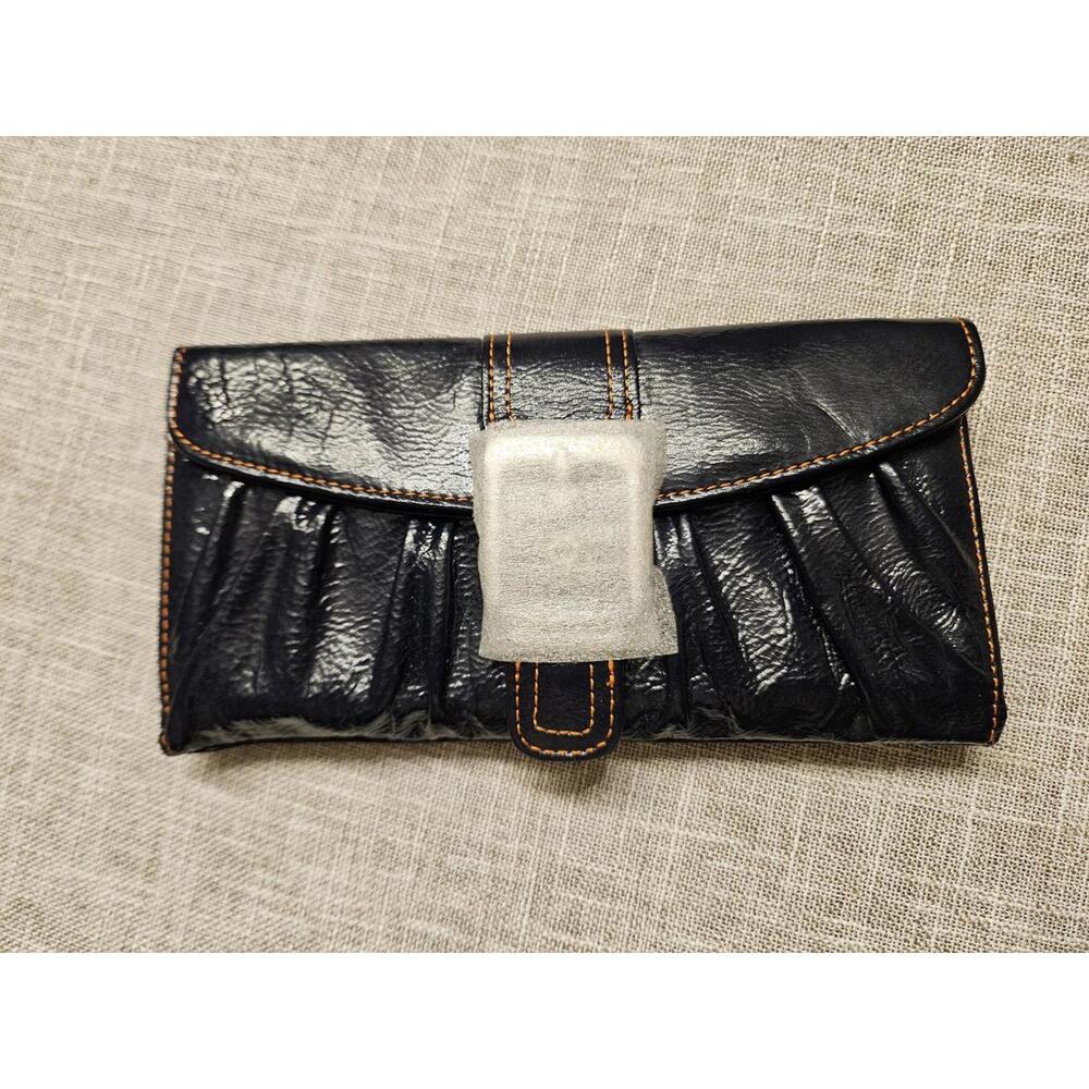 L. Erickson blue patent leather wallet